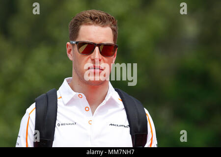 Barcellona, Spagna. Il 10 maggio 2018. Spagnolo di Formula One Grand Prix, driver arrivi e conferenza stampa; Stoffel Vandoorne del team McLaren arriva alla via Credit: Azione Plus immagini di sport/Alamy Live News Foto Stock
