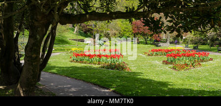 Una vista panoramica di Trenance Gardens a Newquay in Cornovaglia. Foto Stock