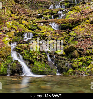 Una cascata stagionale vicino Peekamoose buco blu su Rondout Creek in Denning, New York. Foto Stock