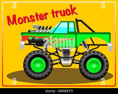 Cartoon Monster Truck. Illustrazione Vettoriale