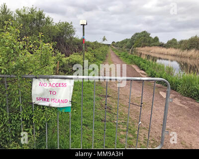 TPT Transpennine Trail, nessun accesso a Spike Island, Widnes al nuovo attraversamento Foto Stock