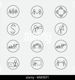 Illustrazione Vettoriale di icone di linea per le attività aziendali. Illustrazione Vettoriale