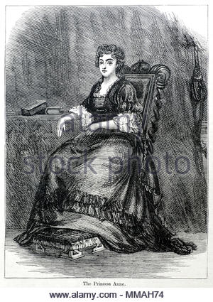 Anne, 6 febbraio 1665 - 1 agosto 1714 è stata la regina d Inghilterra, di Scozia e Irlanda tra il 8 marzo 1702 e 1 maggio 1707. Il 1 maggio 1707, sotto l'Atto di unione di due dei suoi regni, i regni di Inghilterra e Scozia, uniti come un unico stato sovrano noto come Gran Bretagna, antichi illustrazione circa dal 1880 Foto Stock
