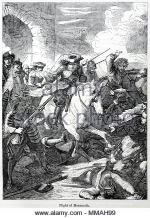 James Scott, primo duca di Monmouth, primo duca di Buccleuch, KG, PC 1649 - 1685 è stato un nobiluomo inglese, di prendere il volo dopo la sconfitta nella battaglia di Sedgemoor nel 1685, antichi illustrazione circa dal 1880 Foto Stock