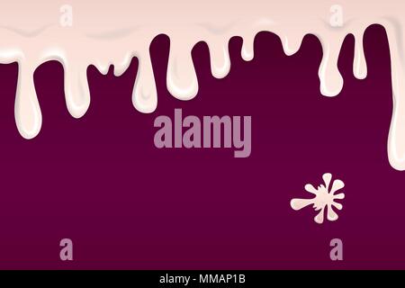 La striatura di gocciolamento Cherry gelato o yogurt su sfondo rosso borgogna Illustrazione Vettoriale