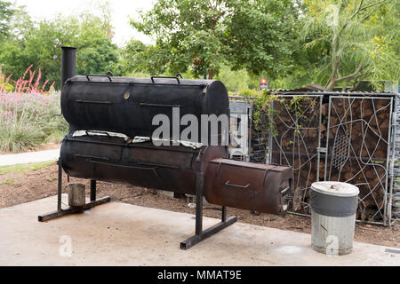 Nel Texas meridionale fumatore BBQ Foto Stock