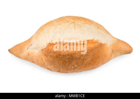 Freschi Fatti in casa pane bianco focaccia. Vista dall'alto isolato su bianco con tracciato di ritaglio Foto Stock