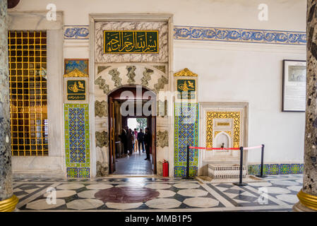 Vista della Camera di pubblico, noto anche come sala delle udienze o camera di petizioni presso il Palazzo di Topkapi, il museo grande destinazione,a Istanbul, Turchia.11 Apri Foto Stock