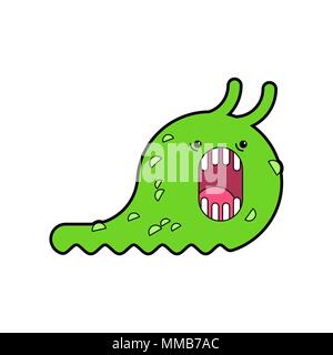 Green slug. Caterpillar dentata stile cartoon. Illustrazione Vettoriale Illustrazione Vettoriale