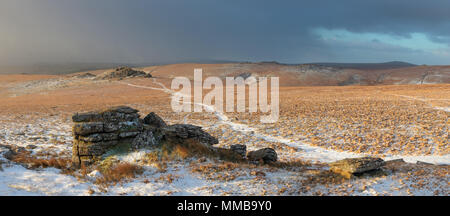 Snowy White superiore Tor, Dartmoor. Foto Stock