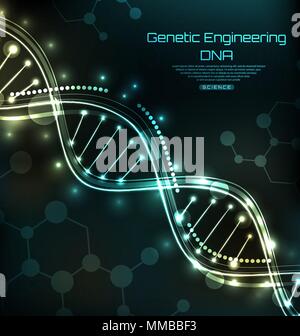 Modello di scienza, carta da parati o sfondo con una delle molecole di DNA Illustrazione Vettoriale