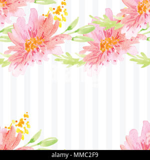 Dipinto a mano con motivi floreali ad acquerello modello di rose Foto Stock