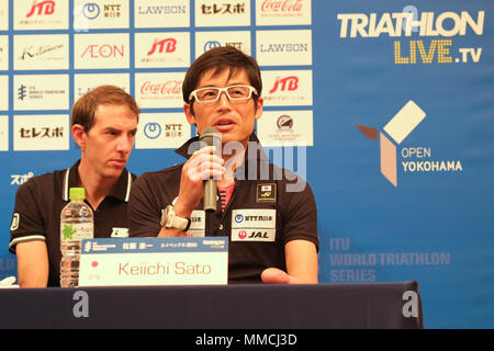 2018/05/10 Yokohama, conferenza stampa del mondo ITU Triathlon Yokohama al Monterey Hotel. Keiichi Sato Jpn (foto di Michael Steinebach/AFLO) Foto Stock