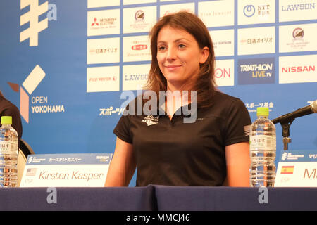 2018/05/10 Yokohama, conferenza stampa del mondo ITU Triathlon Yokohama al Monterey Hotel. Kirsten Kasper USA (foto di Michael Steinebach/AFLO) Foto Stock