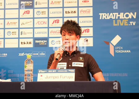 2018/05/10 Yokohama, conferenza stampa del mondo ITU Triathlon Yokohama al Monterey Hotel. Jumpei Furuya Jpn (foto di Michael Steinebach/AFLO) Foto Stock