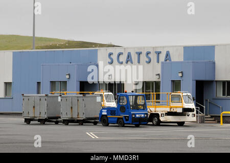 Aeroporto Scatsta sulle isole Shetland che supportano l'industria del petrolio e del gas da battenti lavoratori fuori per le piattaforme petrolifere nel Mare del Nord Foto Stock