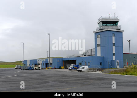 Aeroporto Scatsta sulle isole Shetland che supportano l'industria del petrolio e del gas da battenti lavoratori fuori per le piattaforme petrolifere nel Mare del Nord Foto Stock