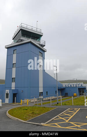 Aeroporto Scatsta sulle isole Shetland che supportano l'industria del petrolio e del gas da battenti lavoratori fuori per le piattaforme petrolifere nel Mare del Nord Foto Stock