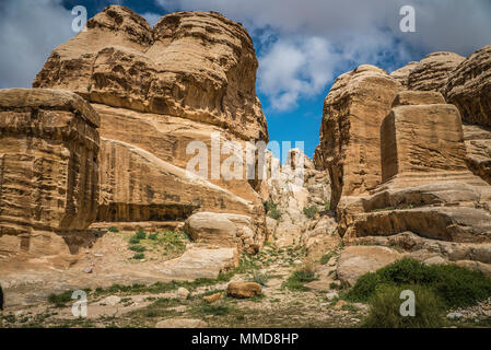 Petra Giordania incredibili montagne vista da sopra Foto Stock