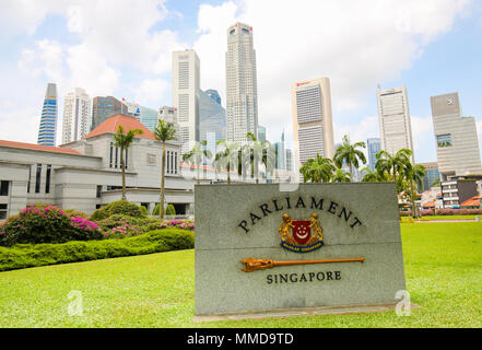 Singapore Sede del Parlamento nel cuore del centro citta', Zona Centrale di Singapore. Foto Stock