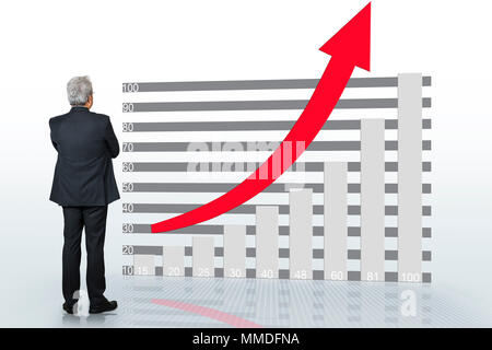 Business completi maschio grafico vettoriale Moving-Up crescita freccia Stock Exchange Foto Stock