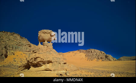 Abstract formazione di roccia aka il maiale o il riccio,Tamezguida, Tassili nAjjer national park, Algeria Foto Stock