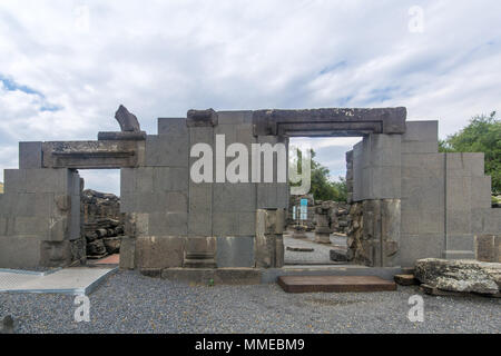 Resti della Sinagoga, in Korazim National Park, Nord di Israele Foto Stock