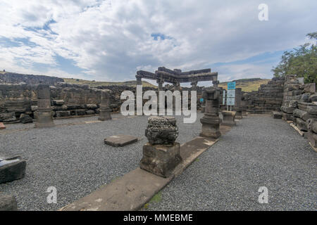 Resti della Sinagoga, in Korazim National Park, Nord di Israele Foto Stock