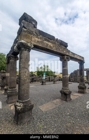 Resti della Sinagoga, in Korazim National Park, Nord di Israele Foto Stock