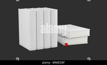 3d illustrazione del vuoto libri verticale modello di copertura sulla superficie bianca. Foto Stock