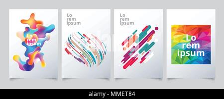 Impostazione del modello geometrico design coperchi, gradiente di mezzitoni colorati con pattern di linee di sfondo. Illustrazione Vettoriale Illustrazione Vettoriale