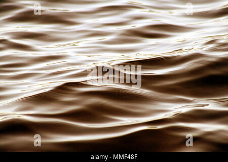 Morbide ondulazioni si muovono lungo la superficie di bronzo belle acque colorate Foto Stock