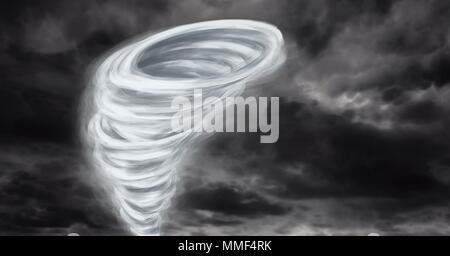 Tornado twister verniciato e cielo scuro Foto Stock