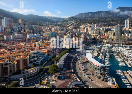 Principato di Monaco cityscape, vista sulla città e il porto Foto Stock