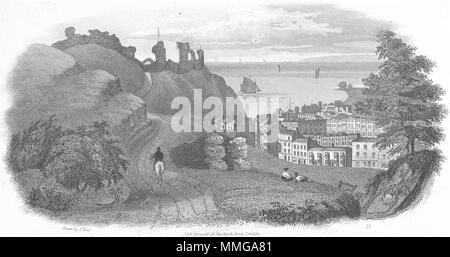 SUSSEX. Il castello di Hastings c1855 antica vintage delle immagini di stampa Foto Stock