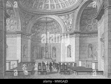 Parigi. Chapelle Expiatoire Louis XVI. figura 1828 antica immagine di stampa Foto Stock