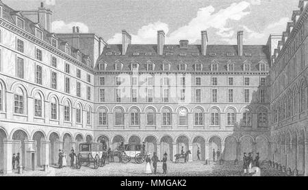 Parigi. Cour du Ministre delle finanze. Pugin carrelli 1828 antica stampa Foto Stock