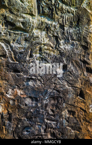 Legno di vecchie traversine ferroviarie superficie astratta. Foto Stock