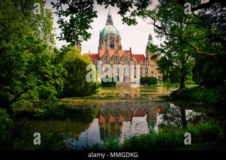 Hannover, 12 giugno 2013. Bella vista del municipio nuovo Foto Stock