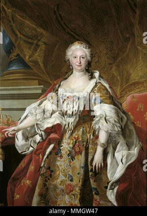 . Español: Retrato de la Reina Isabel de Farnesio (1692-1766), hija de Eduardo II Farnesio, heredero de los ducados de Parma y Plasencia, y de Dorotea Sofía de Neoburgo, y reina consorte de España por su matrimonio con Felipe V, de quien fue su segunda esposa. Inglese: ritratto ufficiale della Regina Isabel de Farnesio Español: La Reina Isabel de Farnesio . circa 1739. Isabel de Farnesio Foto Stock