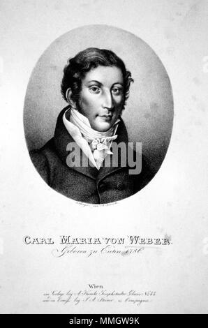 . Deutsch: Carl Maria von Weber (1786-1826), deutscher Komponis.) Lithographie von Adolph Friedrich Kunike, ca. 1820 . circa 1820. Adolph Kunike Friedrich (1777-1838) Carl Maria von Weber Litho Foto Stock