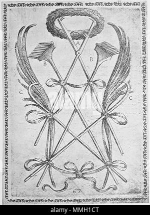 . Inglese: Xilografia dalla tempesta che mostra una tortura/esecuzione scena di martiri da Gallonio 'torture e tormenti di martiri cristiani' . Prima pubblicazione: Roma 1591 / scansioni da una ristampa del 1904. la xilografia da Antonio Tempesta Gallonio torture 1591 p16 Foto Stock