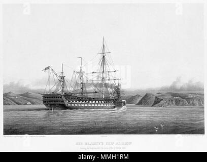 . Sua Maestà la nave di Albion immettendo il Bosforo dopo l'azione del 17 ottobre 1854 . Louis Le Breton (1818-1866) nomi alternativi Louis Lebreton Descrizione incisore francese, litografo e pittore Data di nascita e morte 1818 1866 Luogo di nascita e morte Douarnenez Douarnenez competente controllo : Q361970 VIAF:?ISNI 34729948:?0000 0001 0779 5879 LCCN:?n94100853 NLA:?35661088 GND:?1036238946 WorldCat HMS Albion Le Breton X2045 Foto Stock