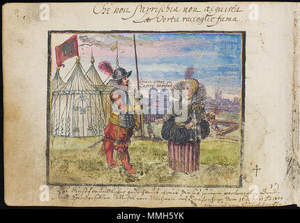 . Inglese: Edinburgh University Library Collezioni Speciali Dicembre 2006 Gennaio 2007 Michael van Meer, Album Amicorum, (o Stam Boek, Stamboek, Stammbuch, libro di amici) xvii secolo Michael van Meer (Anversa, ca. 1590 - Amburgo, 13 ottobre 1653) Album ha cominciato 1613, conclusa 1648 527 pagine, 774 contributi (voci) Ulteriori informazioni circa il Van Meer Album nel RAA REPERTORIVM ALBORVM AMICORVM Internationales Verzeichnis von Stammbüchern und Stammbuchfragmenten in öffentlichen und privaten Sammlungen Dipartimento Germanistik und Komparatistik, Friedrich-Alexander-Universität di Erlangen-Nürnberg Foto Stock