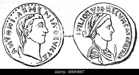 . Denario raffigurante Antonio e Cleopatra. Sear# 440. . 1898. 52 sconosciuto AntonyAndCleopatraCoin Foto Stock