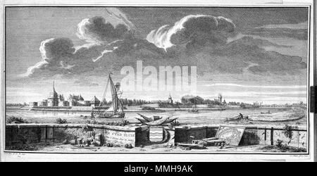 . Nederlands: Dit stadsgezicht van Sluis werd nel 1739 porta gegraveerd Jan Caspar Philips (overleden ca. 1765) naar een tekening van de Amsterdamse tekenaar Abraham de Haan (1707-1748). Inglese: questa vista di Sluis è stato inciso nel 1739 da Jan Caspar Philips (defunto c. 1765) dopo un disegno di Abramo de Haan (1707-1748). DE STAD SLUIS Van t klein - Pas te zien Autore: A. de Haen ad viv.del. 1739 J.C. Philips fecit, 1740 Editore: s.n. Atlas Beudeker-C9E10 062 19A-DE STAD SLUIS Van t klein - Pas te zien Foto Stock