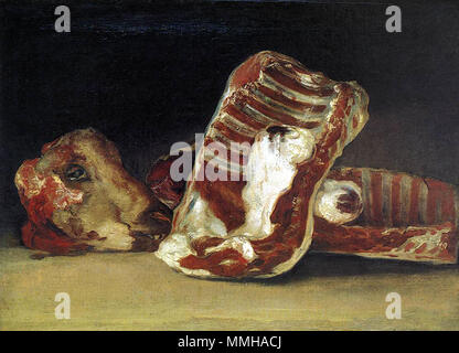 Bodegón con costillas y Cabeza de cordero por Francisco de Goya Foto Stock