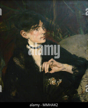 Berthe Morisot à l'éventail. 1874. Berthe Morisot Manet Lille 2918 Foto Stock