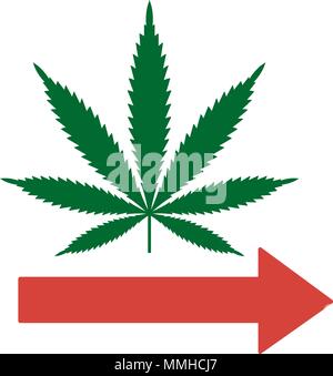 Verde foglia di cannabis indica la via legale alla marijuana. La marijuana medica. Vettore isolato. Illustrazione Vettoriale