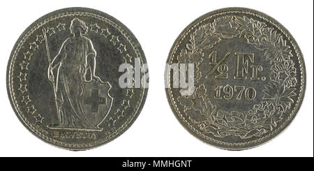 Mezza Franc (1/2 Franco), Svizzera 1970. Foto Stock